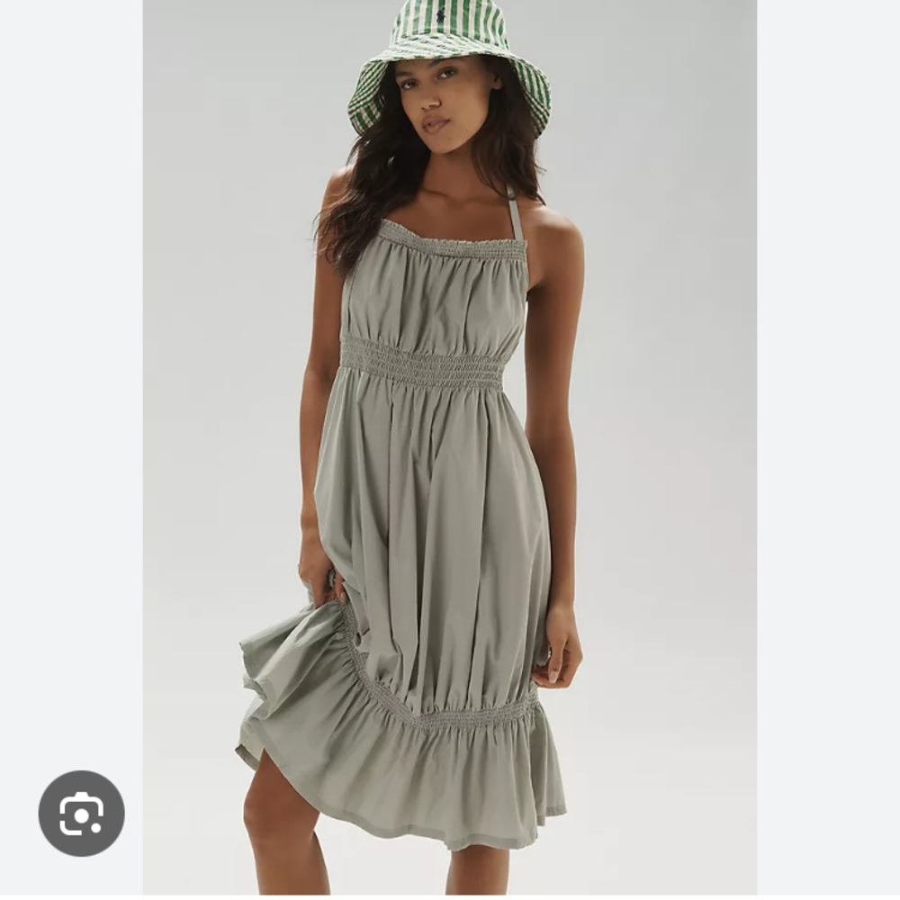 Daily Practice by Anthropologie Tiered High Low Midi Mint Colored Dress, Sz M
